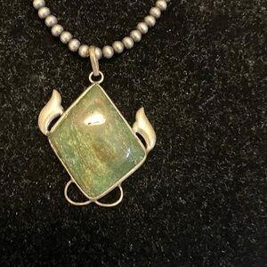Sterling Jasper Green Stone Pendant